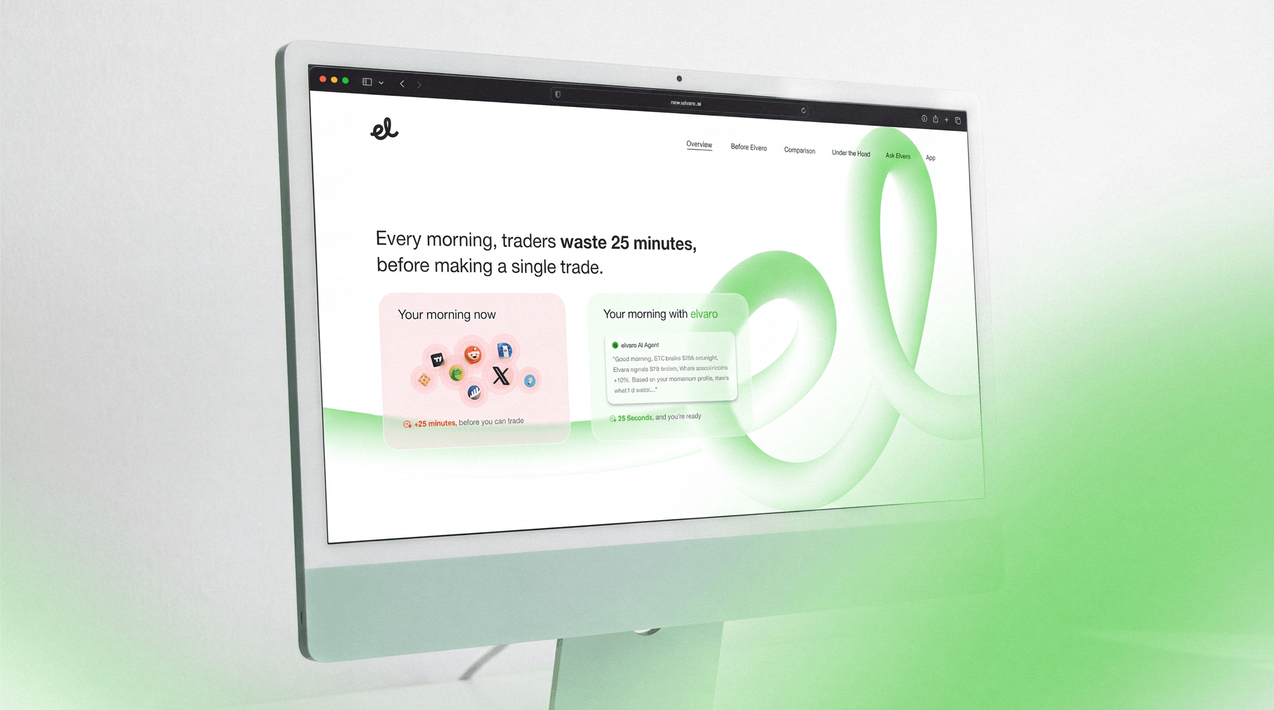 Elvaro desktop product concept on a large monitor