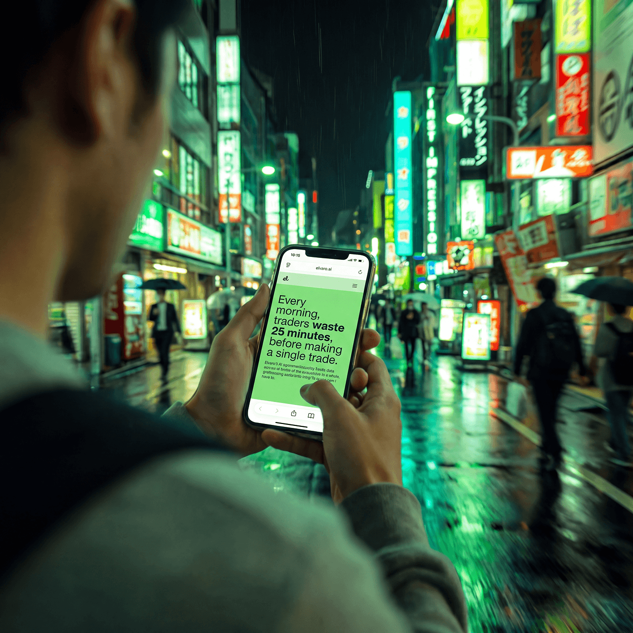 Elvaro mobile product concept in a city at night